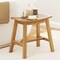 Natural Teak Wood Shower Stool with Curved Seat and H-Shaped Support Bars
